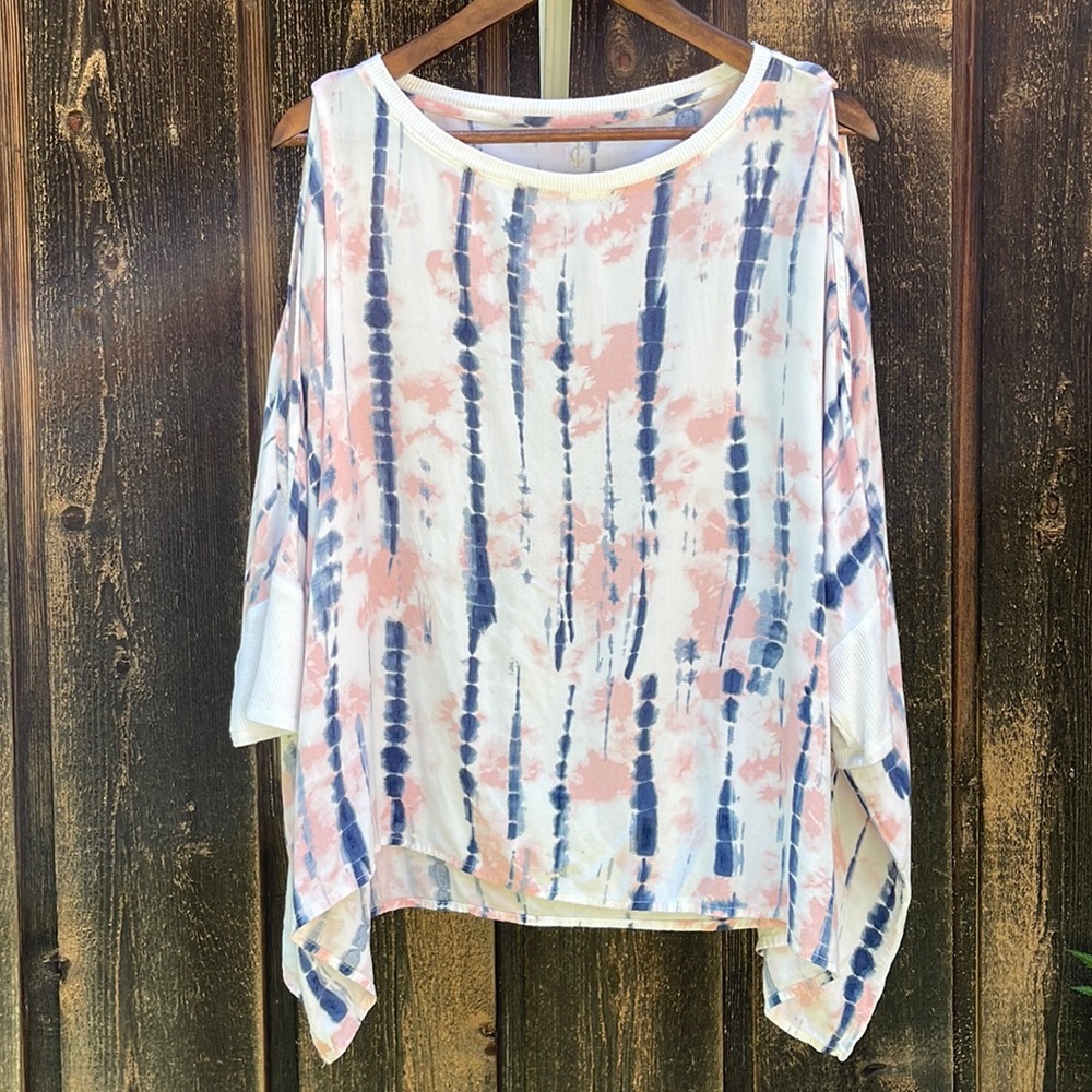 Tie Dye Juicy Couture Cold Shoulder Poncho Top BatWing Sleeve Sz L